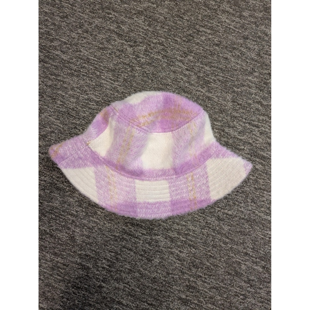 Unbranded Bucket Hat Women's OSFM Purple Plaid Fuzzy Satin Lined‎ Y2K Retro